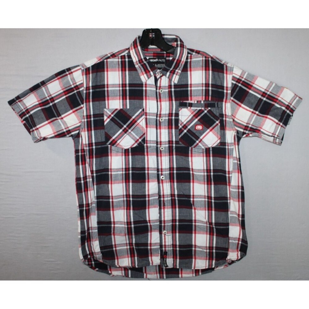 ECKO UNLTD Shirt Mens Size XL Plaid Short Sleeve 100% Cotton